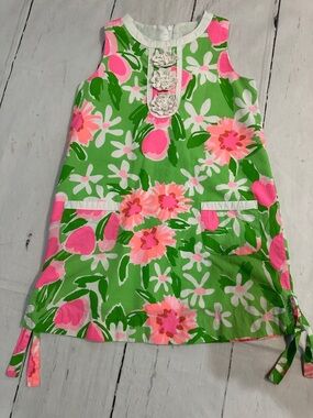 Lilly Pulitzer Classic Floral Shift Dress in Green and Pink size 6